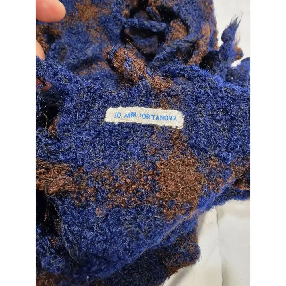 Jo Ann Portanova Throw Plaid Blue Blanket Vtg Flaw Checkered